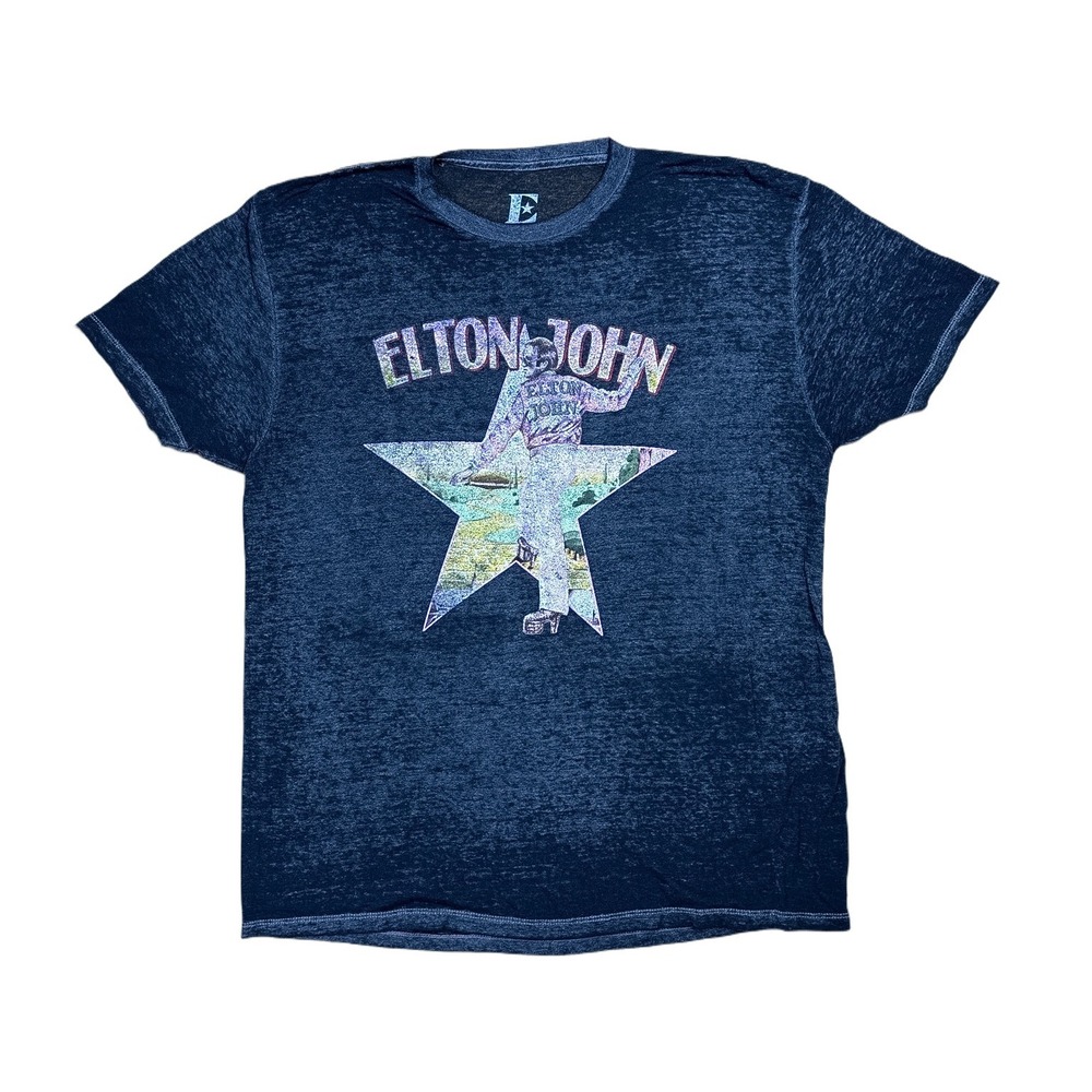 Elton John Farewell Tour T-Shirt Mens XXL Navy Blue Excellent Burnout Graphic
